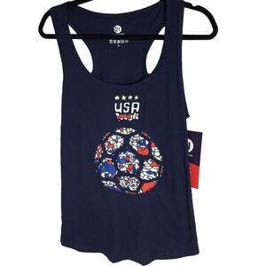 Round21 USA Tank top size Medium unisex dark blue, red, white, blue WORLD CUP